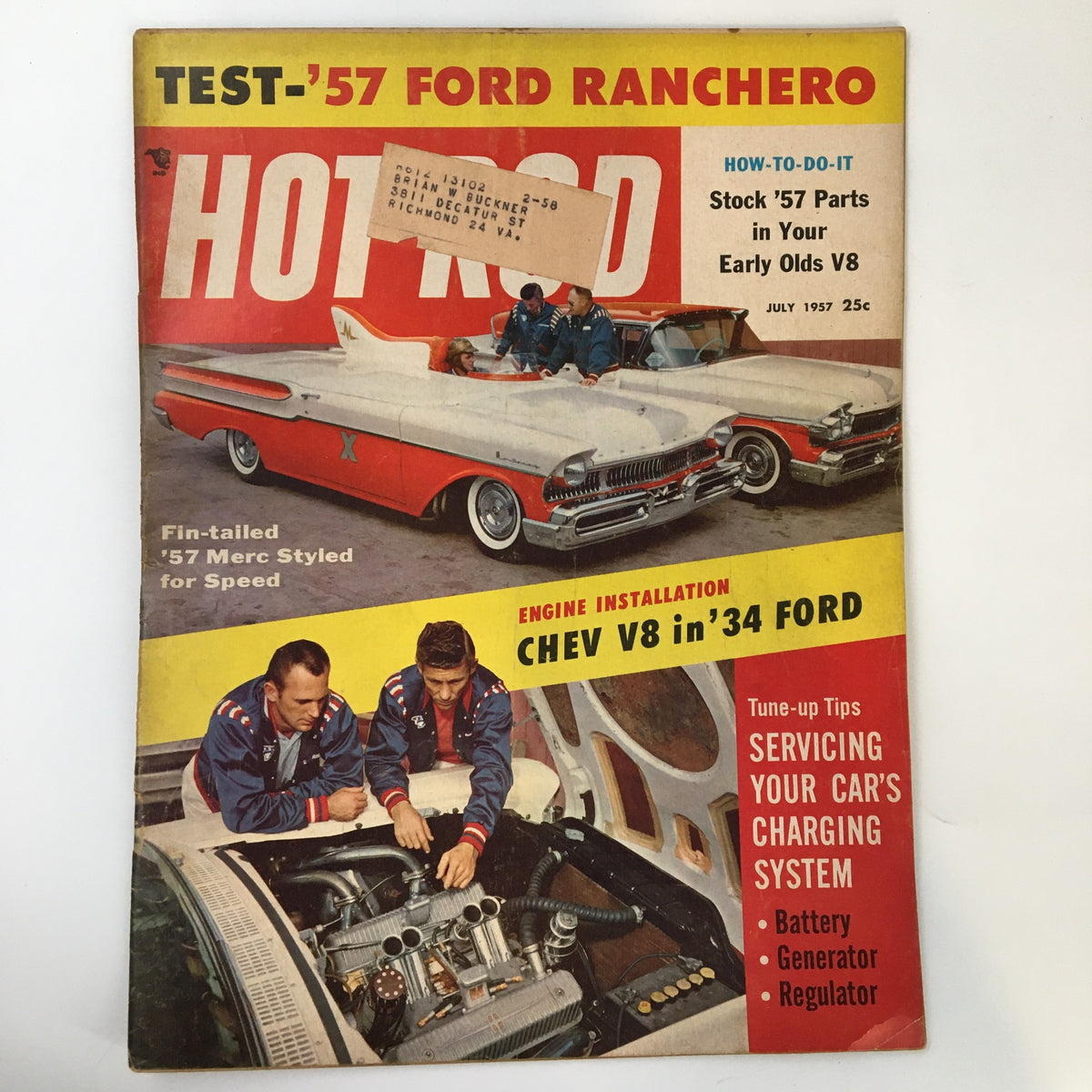 Vintage Hot Rod Magazine July 1957 Engine Installation Chev V8 in '34 Ford