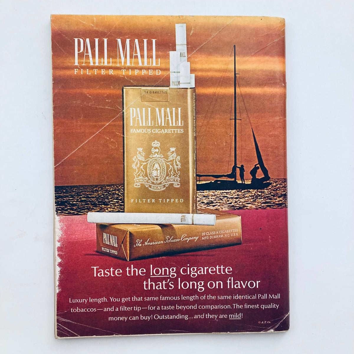 Pall Mall cigarettes advertisement from the VTG Playboy Magazine October 1966, highlighting classic tobacco branding and retro aesthetics.