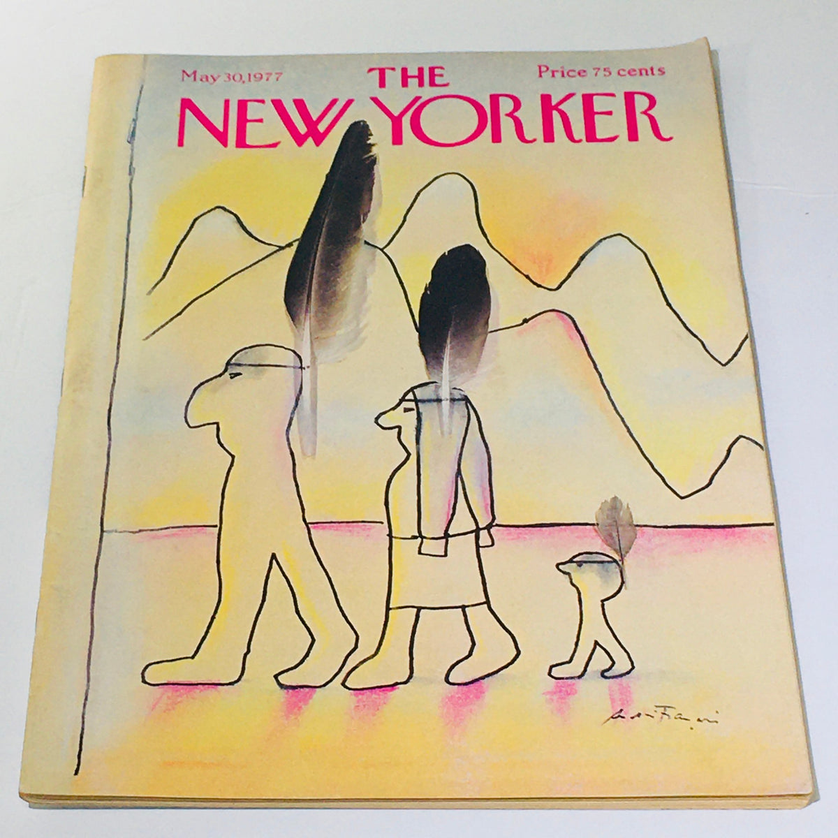 Cover of The New Yorker from May 30, 1977, featuring a colorful illustration by Andre Francois, depicting stylized figures in a landscape.