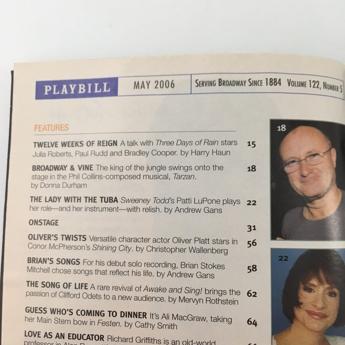 2006 Playbill Lincoln Center Theater 'Awake and Sing!' features articles including 'Twelve Weeks of Reign' and 'Bway & Vine'.