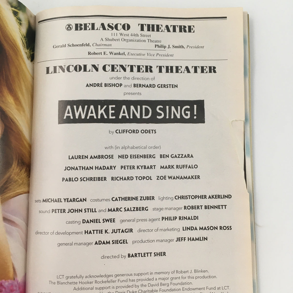 2006 Playbill Lincoln Center Theater 'Awake and Sing!' showcasing cast and director information including Clifford Odets.