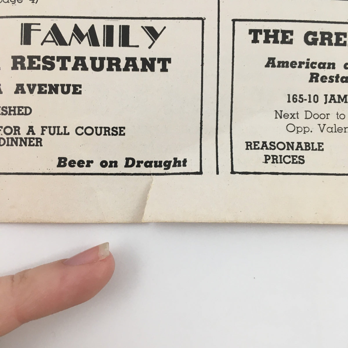 Detailed view of 1939 RKO Alden Theatre 'The Women' A Comedy by Clare Boothe advertisement showcasing information about the family restaurant and nearby attractions.