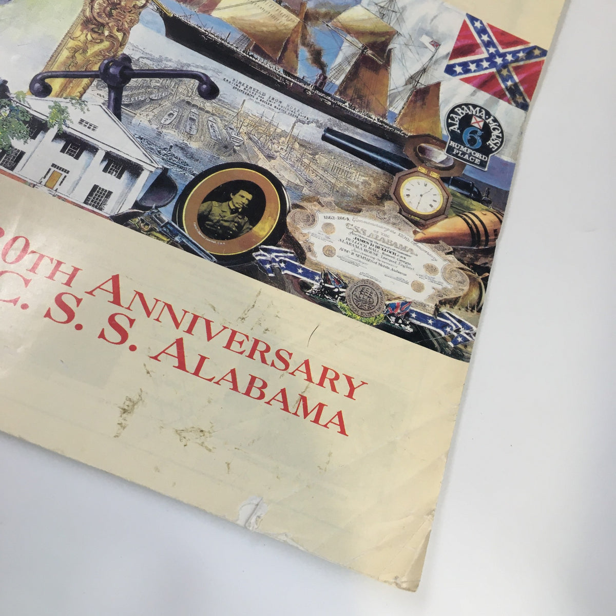 Detailed view of the Confederate Veteran Magazine cover, May 1994, showcasing the 130th Anniversary of the CSS Alabama along with illustrations of maritime history.
