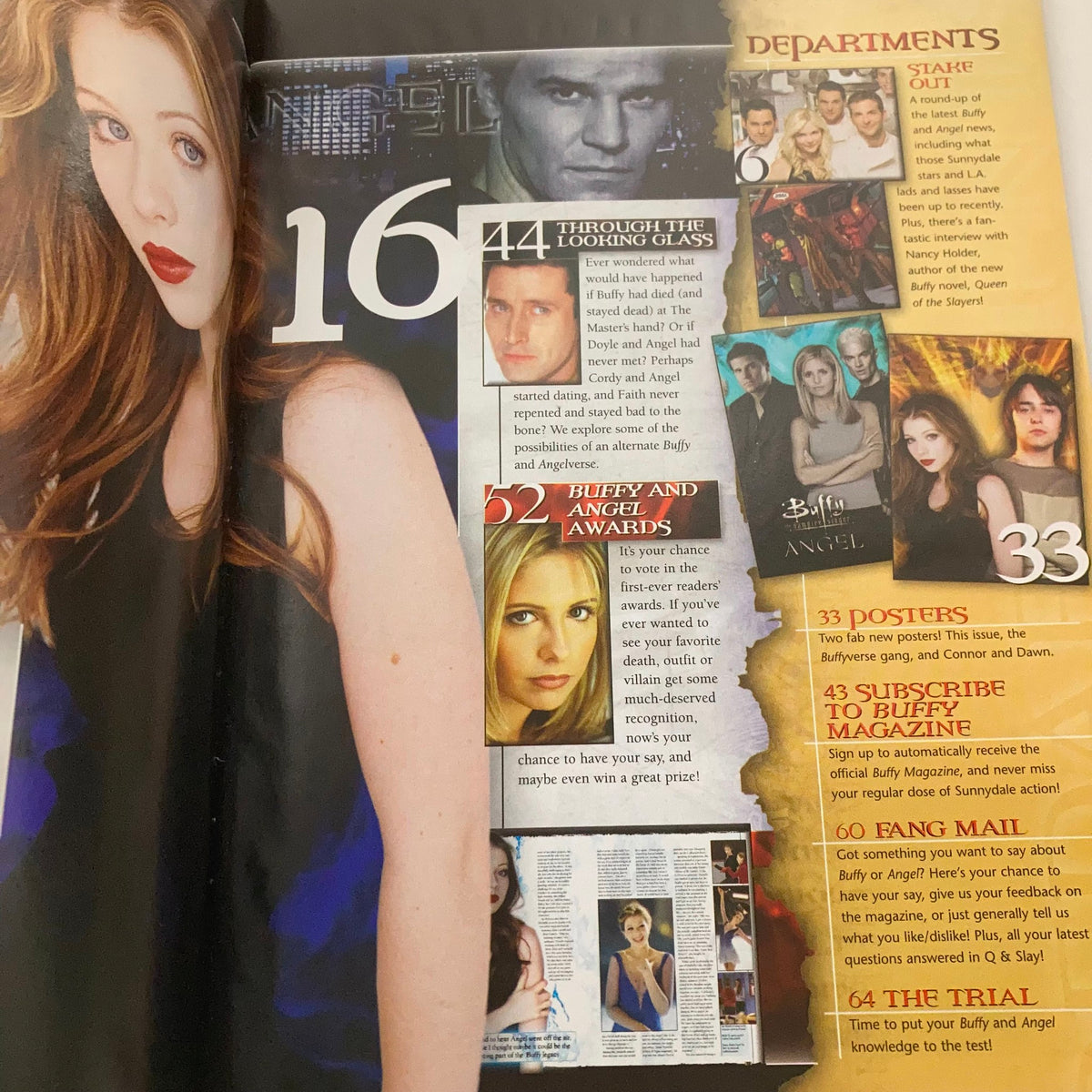 Second inside page of Buffy the Vampire Slayer feat. Angel Magazine August 2005 featuring articles and sections related to Buffy and Angel, along with highlights of the magazine's content.
