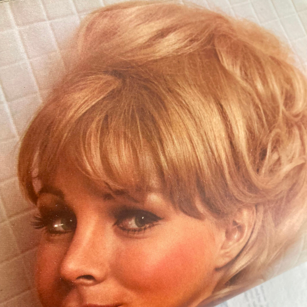 Close-up image of a blonde model from Vintage Playboy Magazine August 1966, exemplifying the beauty and fashion trends of the era.