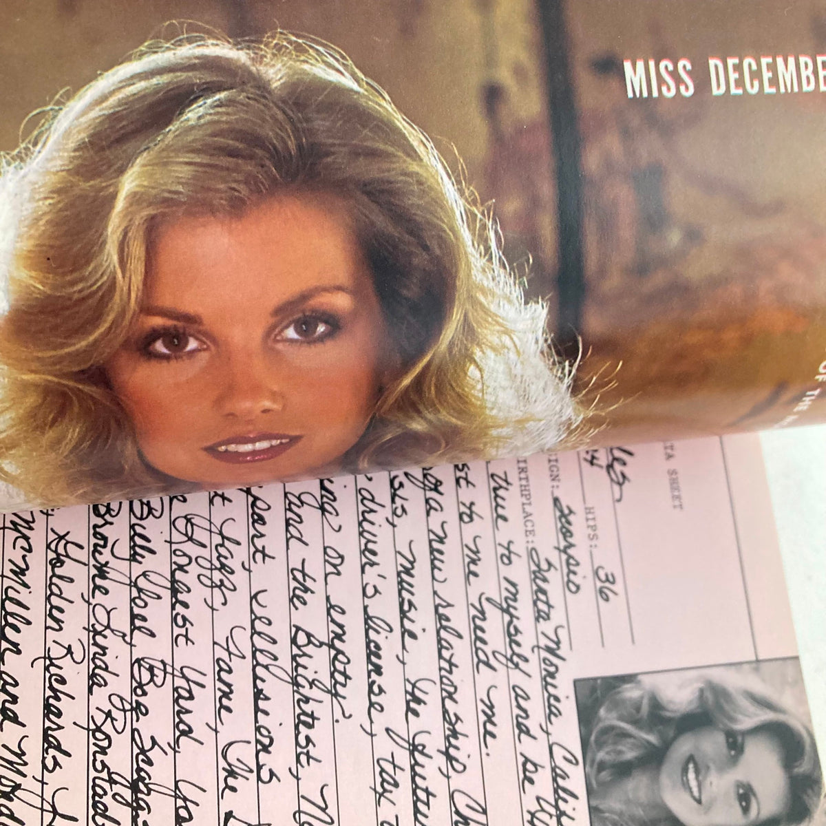 VTG Playboy Magazine December 1980 interior featuring Playmate Terri Welles, including her image and biographical details, reflecting the vintage charm and allure of the era.