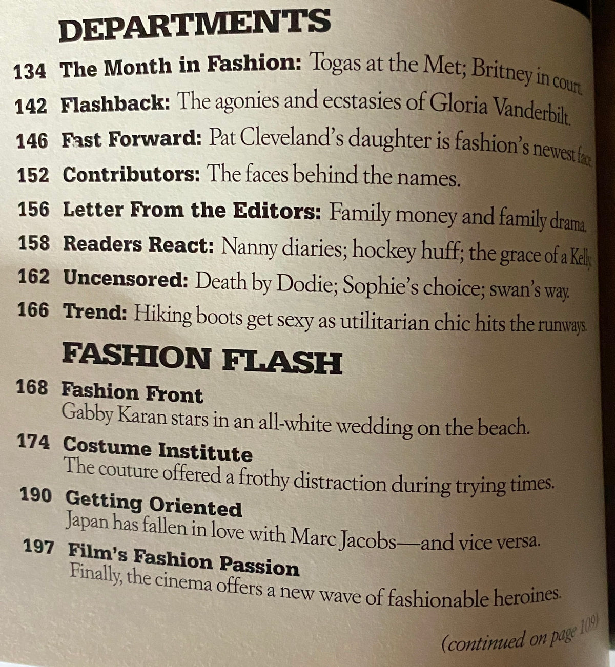 W Magazine March 2003 Gisele Bündchen Cover featuring fashion departments and fashion flash highlights.