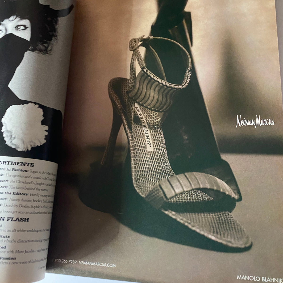 W Magazine March 2003 Gisele Bündchen Cover showcasing a stylish Manolo Blahnik high-heeled sandal advertisement.
