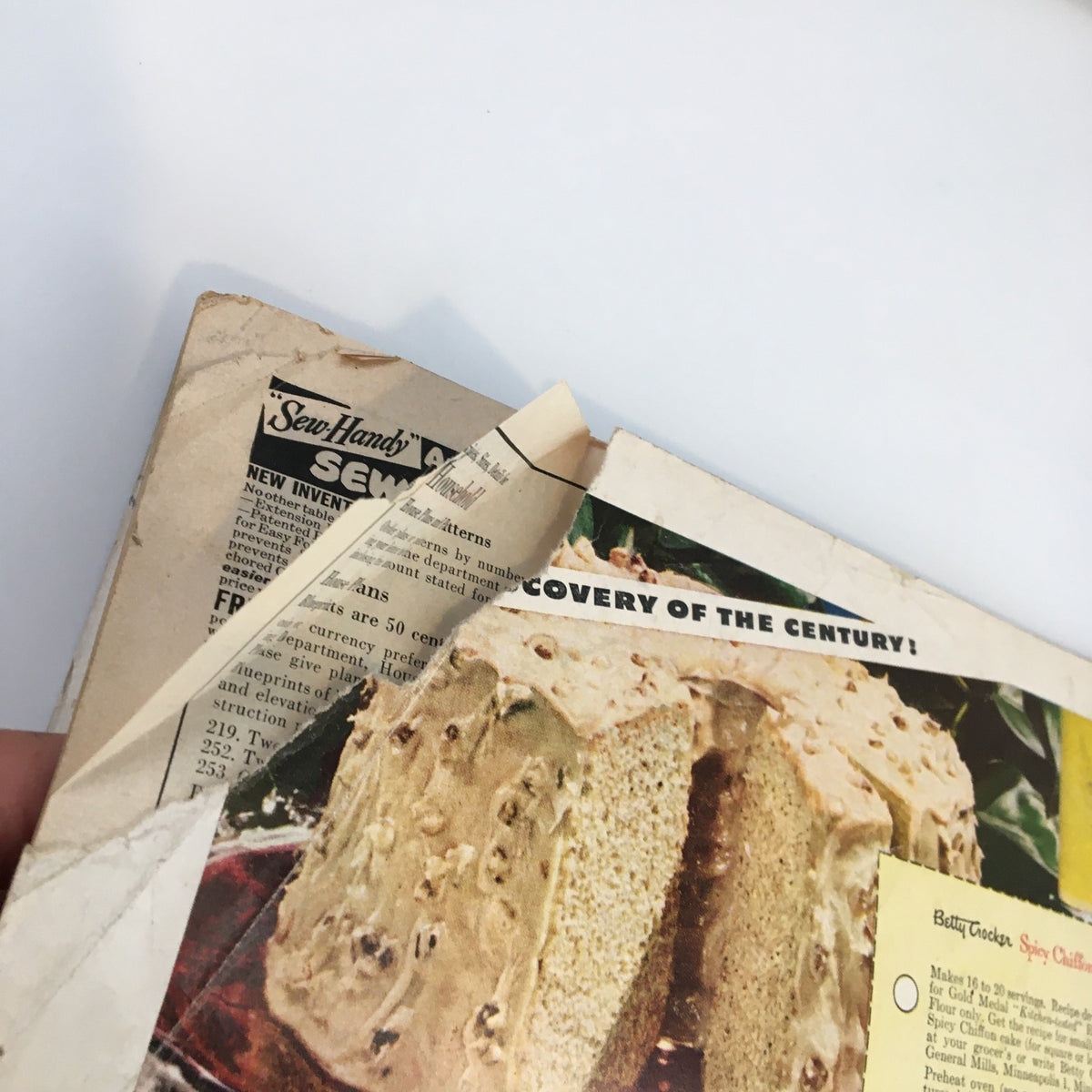 Edge view of Vintage Household Magazine June 1949, revealing articles and recipes, demonstrating the magazine's vintage charm.