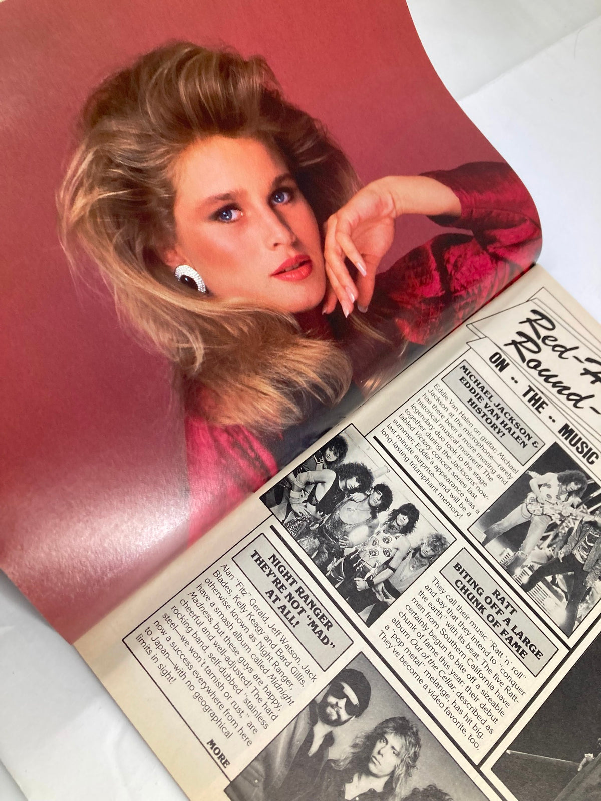 Stylish image from VTG All Star Color Centerfolds February 1985 Vol 31 #6 showcasing a celebrity with striking makeup and hairstyle, featured alongside magazine content.