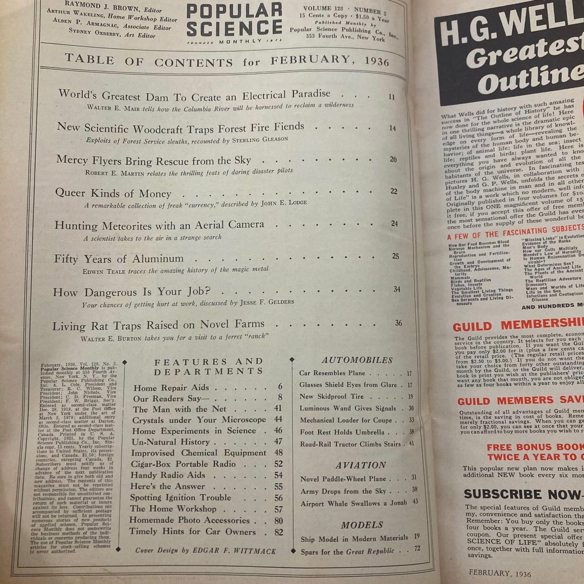 Vintage Popular Science Monthly Magazine February 1936 Fifty Years Aluminum No Label