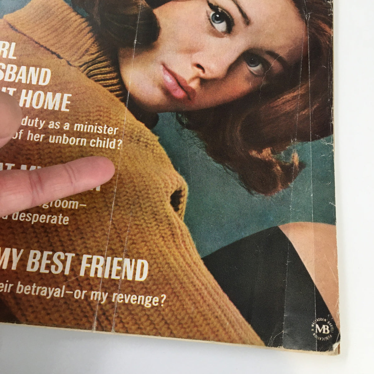 Detailed view of the vibrant cover of the VTG True Story Magazine October 1966 where the striking title 'True Story' is prominent along with key article titles.