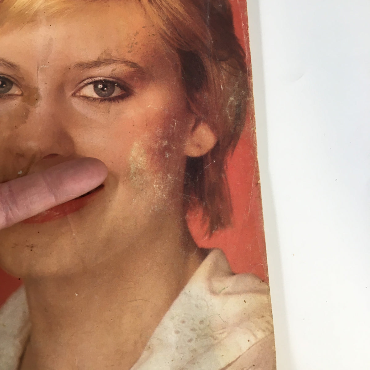 Detailed view of the cover of VTG True Confessions Magazine August 1980 titled 'My Mother's Strange Legacy' focusing on the woman's smile and the description of featured stories on personal experiences.