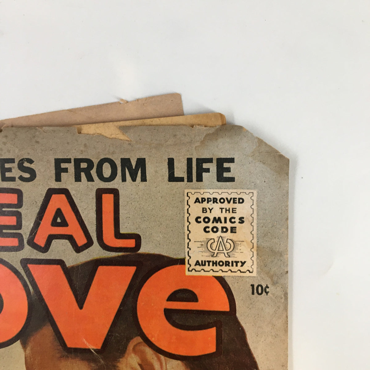 Cover detail of VTG Real Love Magazine November 1956, showcasing the title 'REAL LOVE' with approval from the Comics Code Authority.