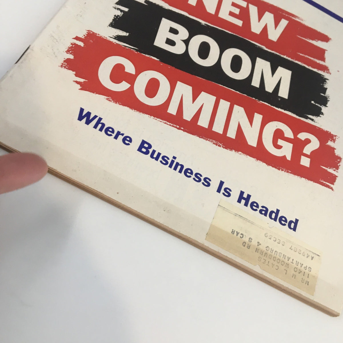 Close-up of US News & World Report Magazine cover February 13 1959 showing text 'New Boom Coming? Where Business Is Headed' along with the magazine's label.