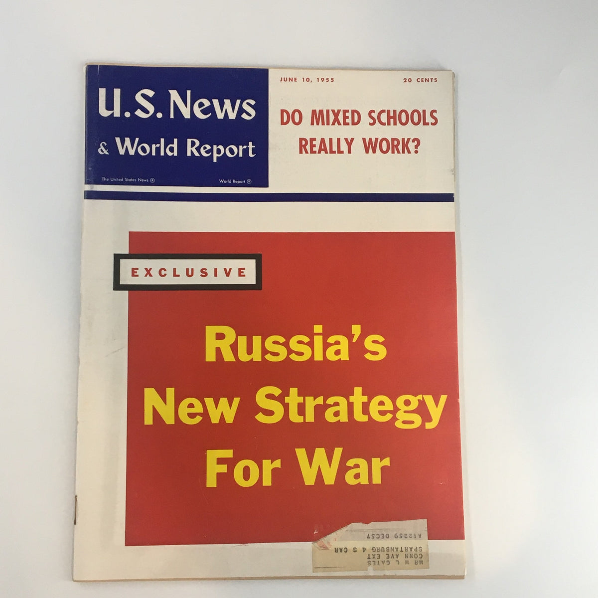 US News & World Report Magazine June 10 1955 cover featuring the headline 'Russia's New Strategy For War' along with the date and additional topics.
