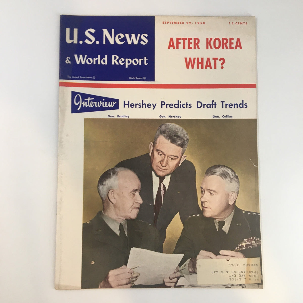 U.S. News & World Report Magazine September 29 1950 cover featuring an interview on draft trends with General Hershey and other military leaders.