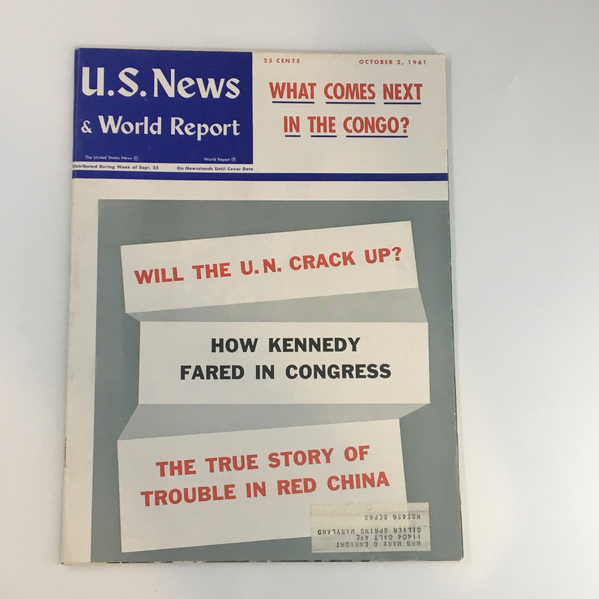 U.S. News & World Report Magazine from October 2, 1961 featuring the headline 'What Comes Next in the Congo?' The cover also includes additional headlines related to the United Nations and U.S. politics.
