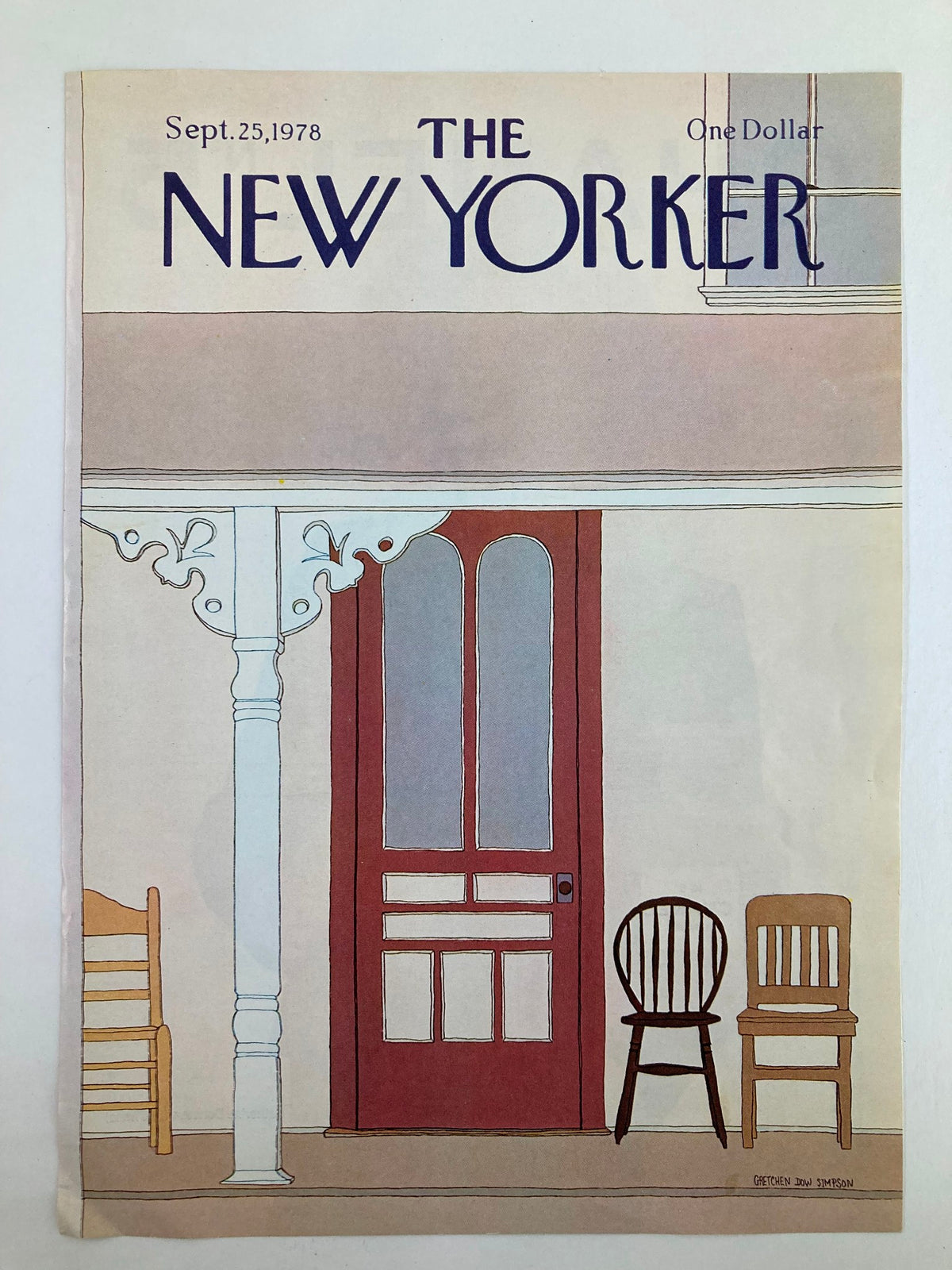 Another view of the cover of The New Yorker September 25 1978 featuring the artwork 'Red Door' by Gretchen Dow Simpson, highlighting the magazine's vintage aesthetic.