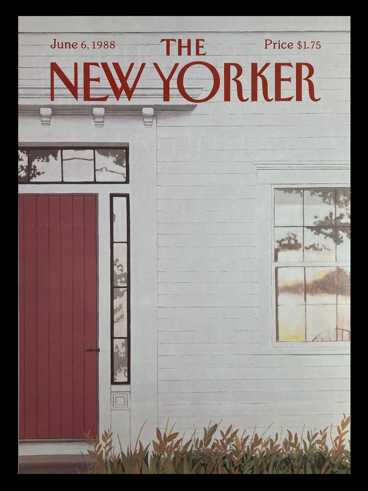 Cover of The New Yorker dated June 6, 1988, featuring a red door design by artist Gretchen Dow Simpson, with the magazine name prominently displayed.