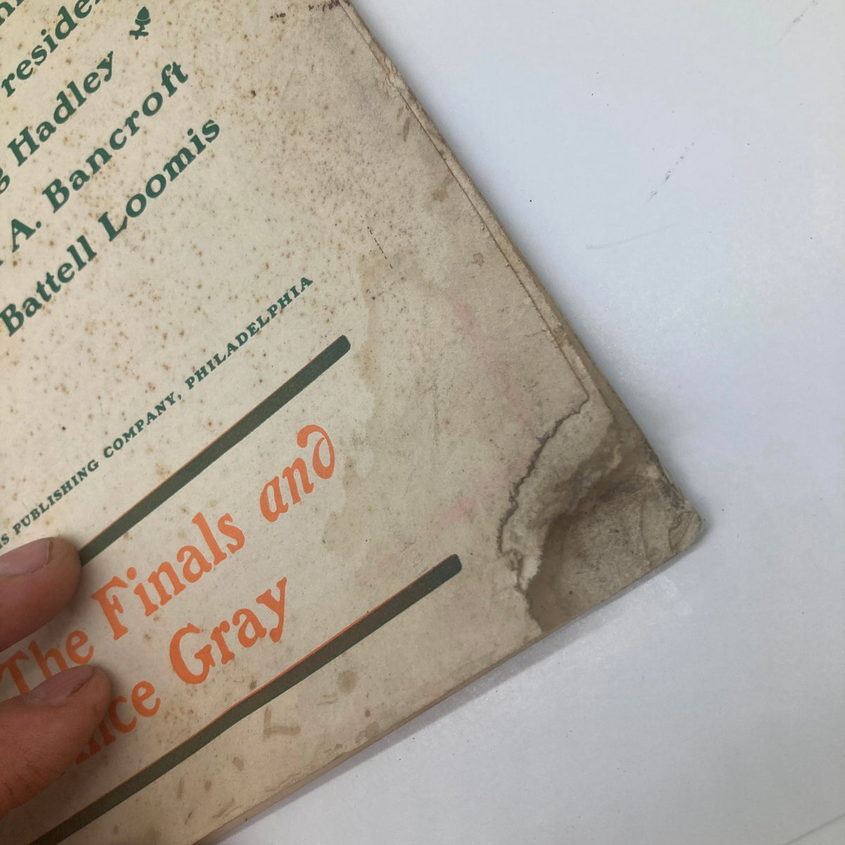 Close-up of the edge of the Saturday Evening Post Illustrated Cover from March 21, 1903, highlighting age-related wear including creases and marks.