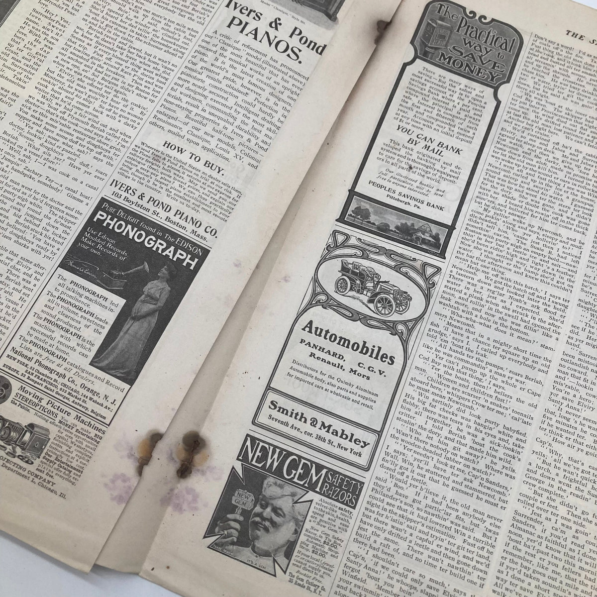 Historic content from the Saturday Evening Post Illustrated Cover March 28 1903, featuring advertisements and articles, showcasing the early 20th-century Americana.