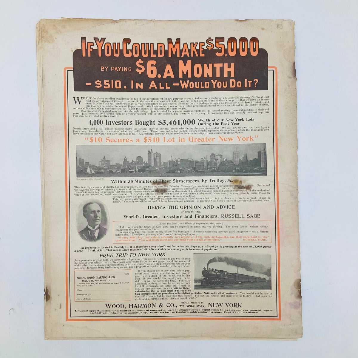Back cover of the Saturday Evening Post Illustrated Cover March 28 1903, featuring ads and promotions, indicative of early 20th-century marketing trends.