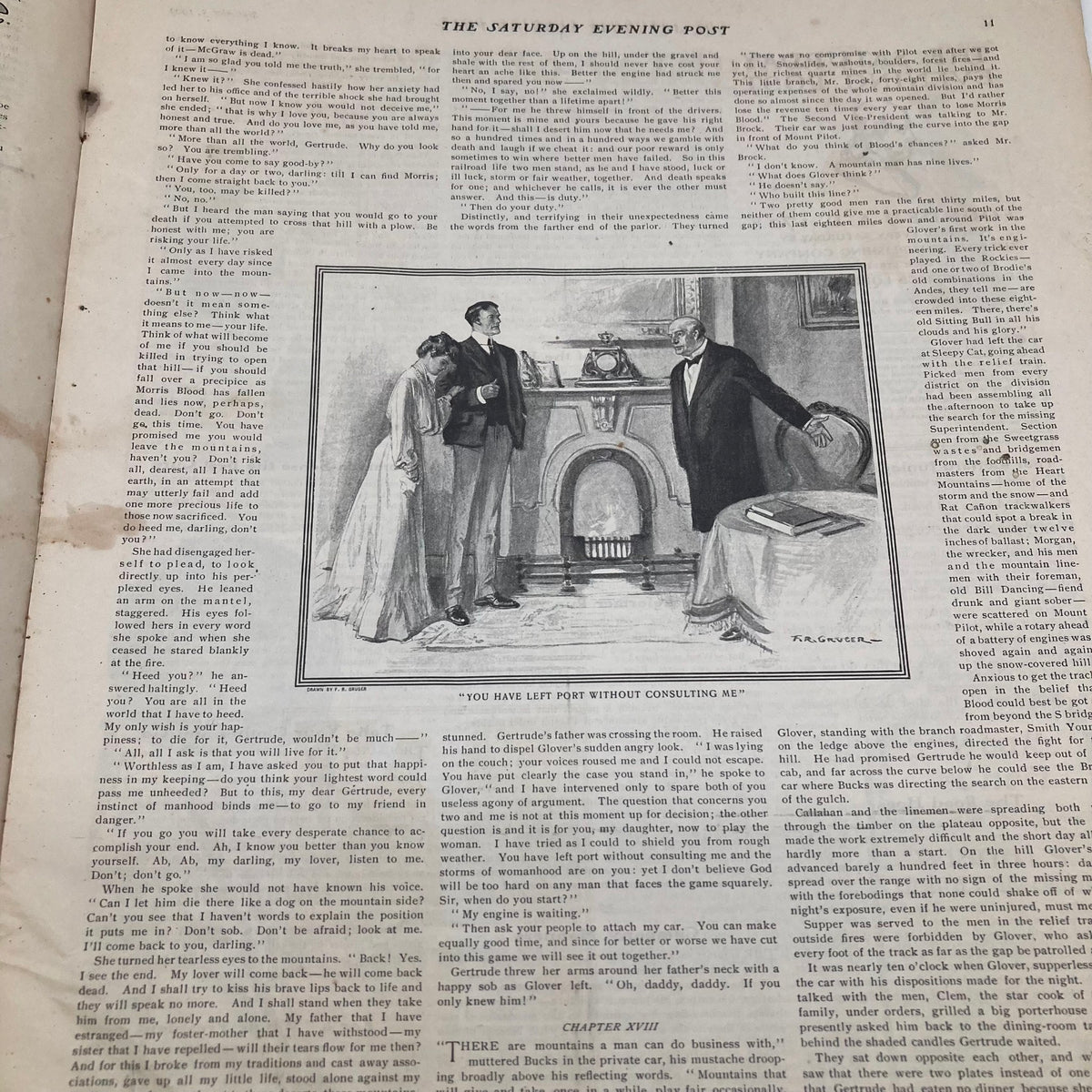 Another interior page of The Saturday Evening Post from September 5, 1903, containing a humorous illustration related to 'The Auto-Maniacs' story, showcasing the magazine's early 20th-century content.