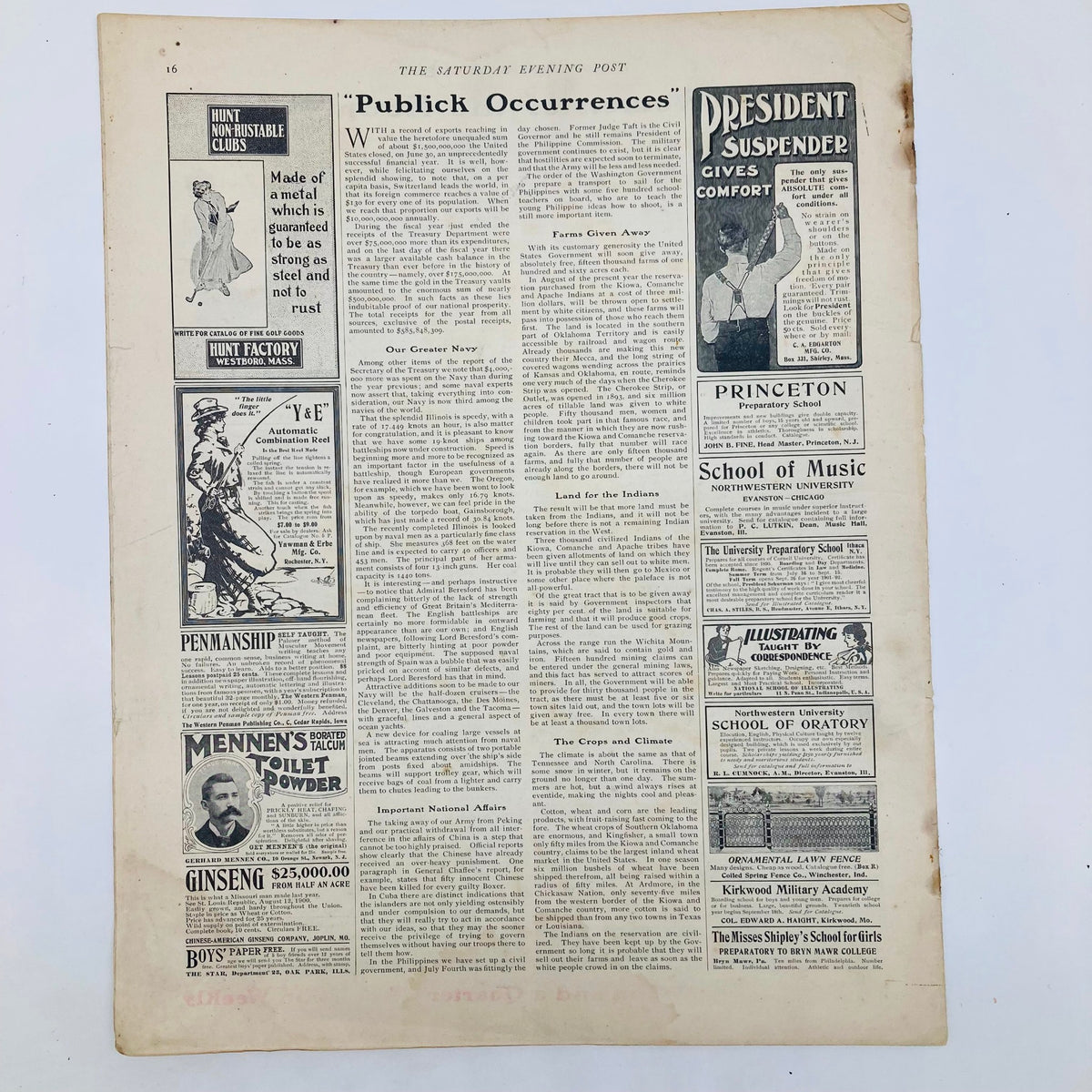 Saturday Evening Post Magazine Illustrated Cover August 3 1901 showcasing a vintage artwork titled 'Feasible Farmer's Trust', reflecting early 20th-century agricultural themes and artistic style.