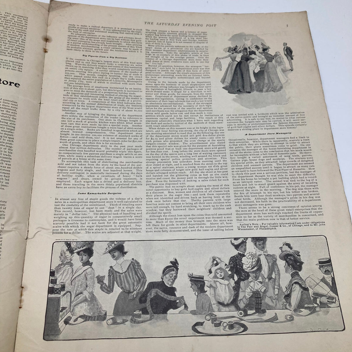 Inside page of the Saturday Evening Post Magazine Illustrated Cover July 27 1901 featuring text and illustrations, showcasing the period's art style.