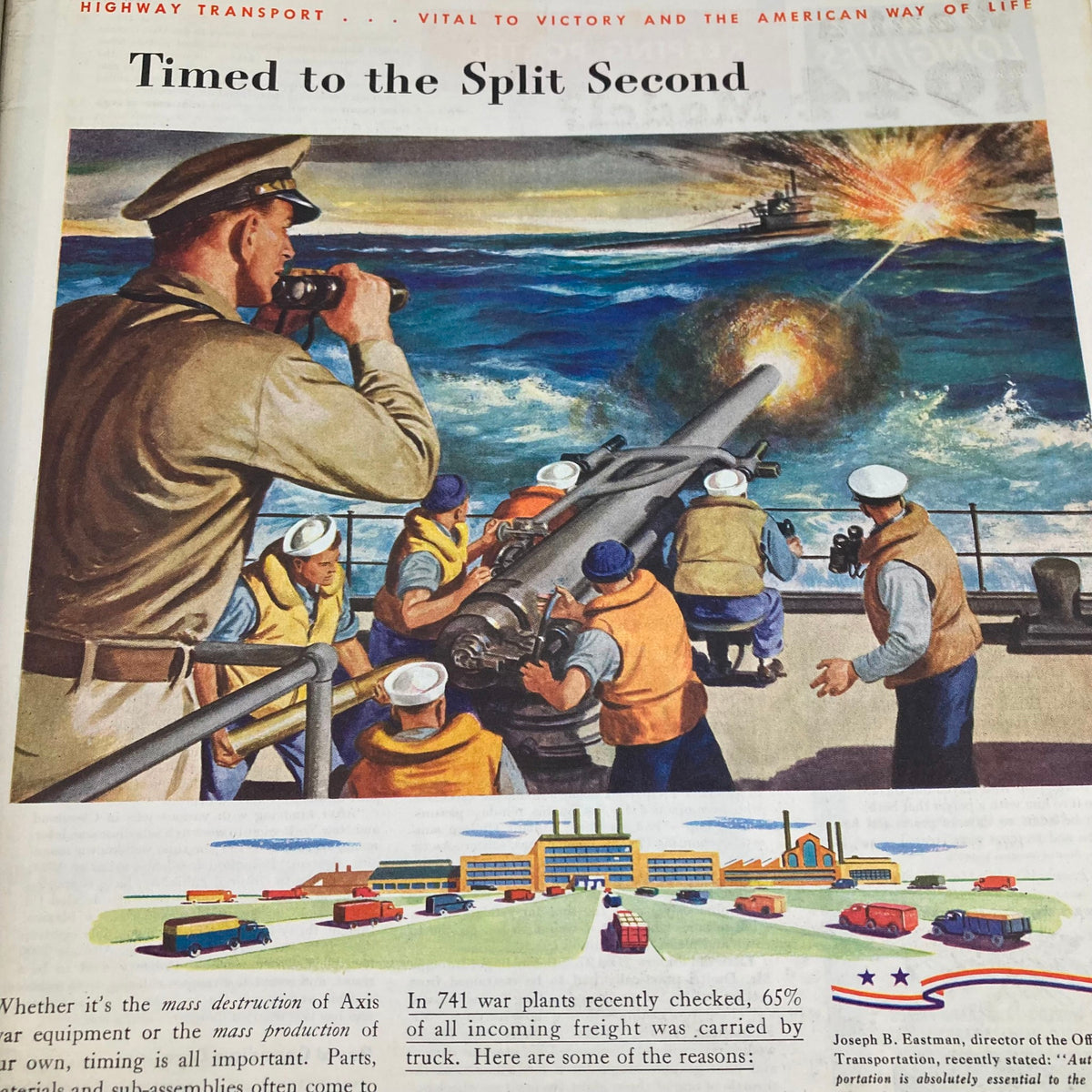 Feature article from Saturday Evening Post Illustrated Cover Magazine June 26 1943 titled 'Timed to the Split Second', illustrating wartime logistics and transportation.