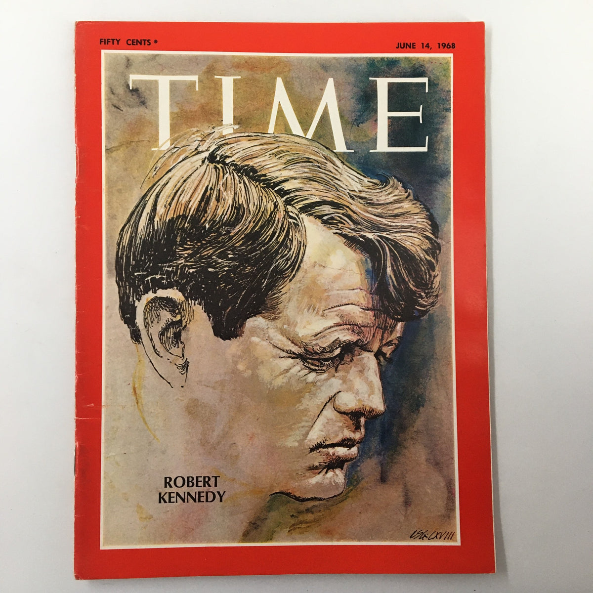 VTG Time Magazine June 14 1968 featuring a portrait illustration of Robert Kennedy, showcasing vibrant colors and distinctive cover art.