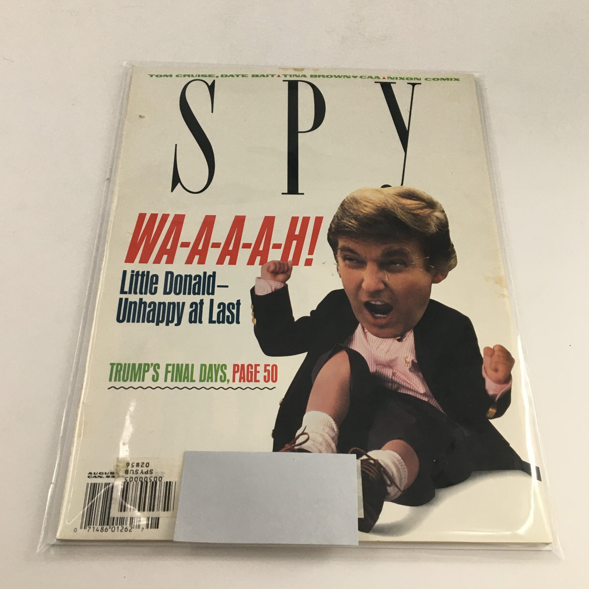 Cover of Spy Magazine, August 1990, featuring Donald Trump, Tom Cruise, Date Bait, and Tina Brown