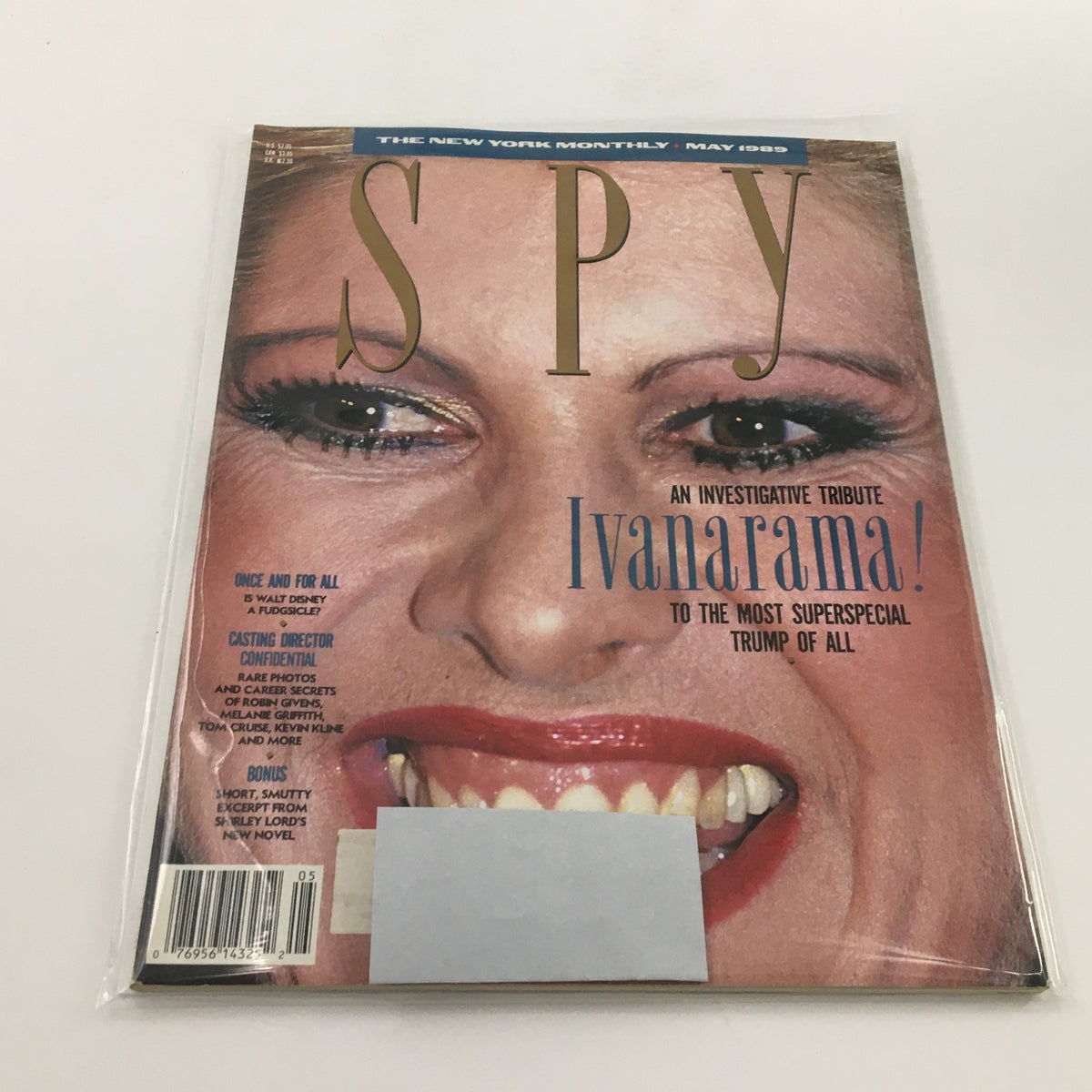Cover of Spy Magazine from May 1989 featuring an investigative tribute titled 'Ivana-rama!' highlighting Ivana Trump's role as a prominent figure in celebrity culture of the late 1980s.