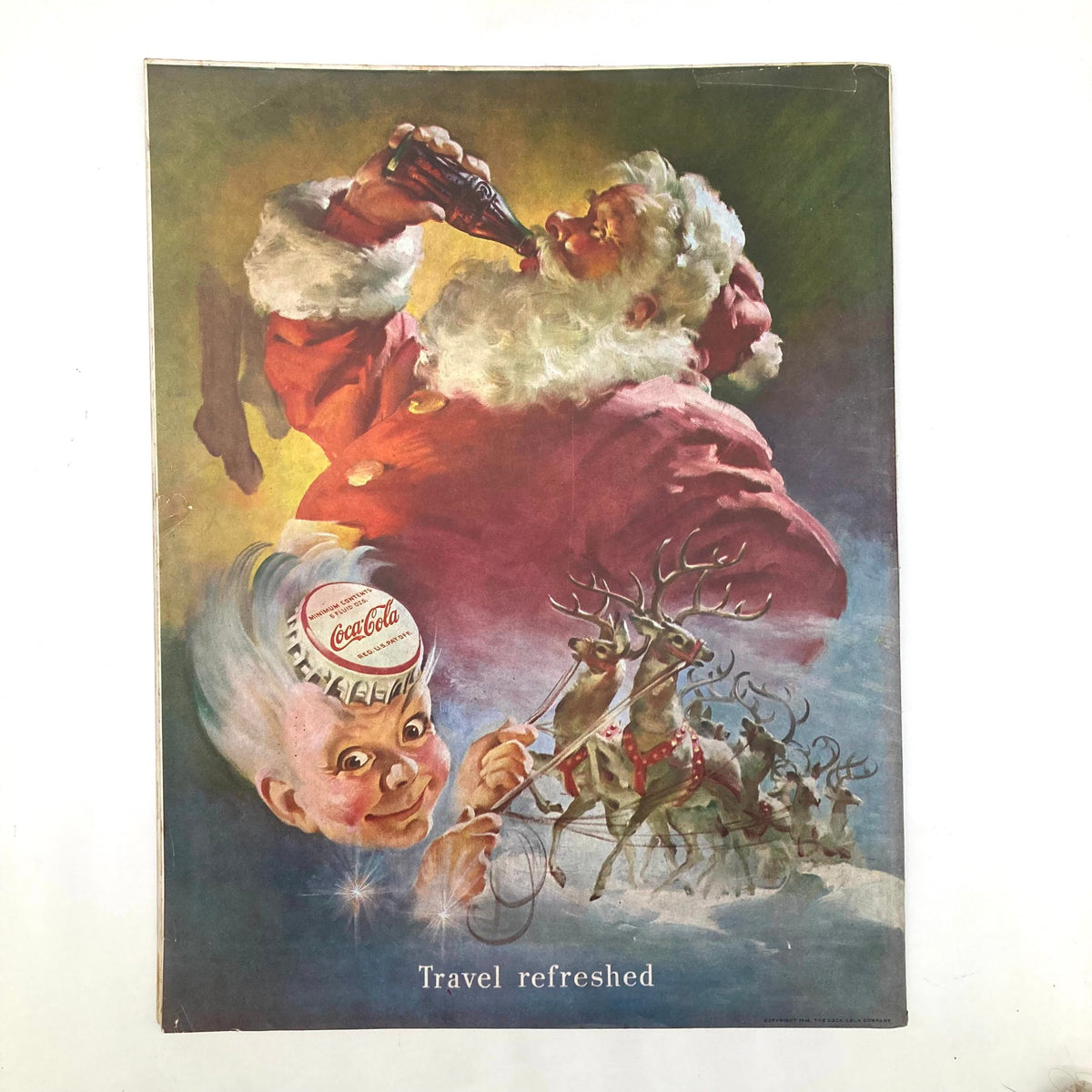 Cover of the Saturday Evening Post Magazine dated December 3, 1949, featuring a vibrant illustration by John Falter depicting Santa Claus enjoying a Coca-Cola with reindeer in the background, encapsulating mid-20th century Americana.