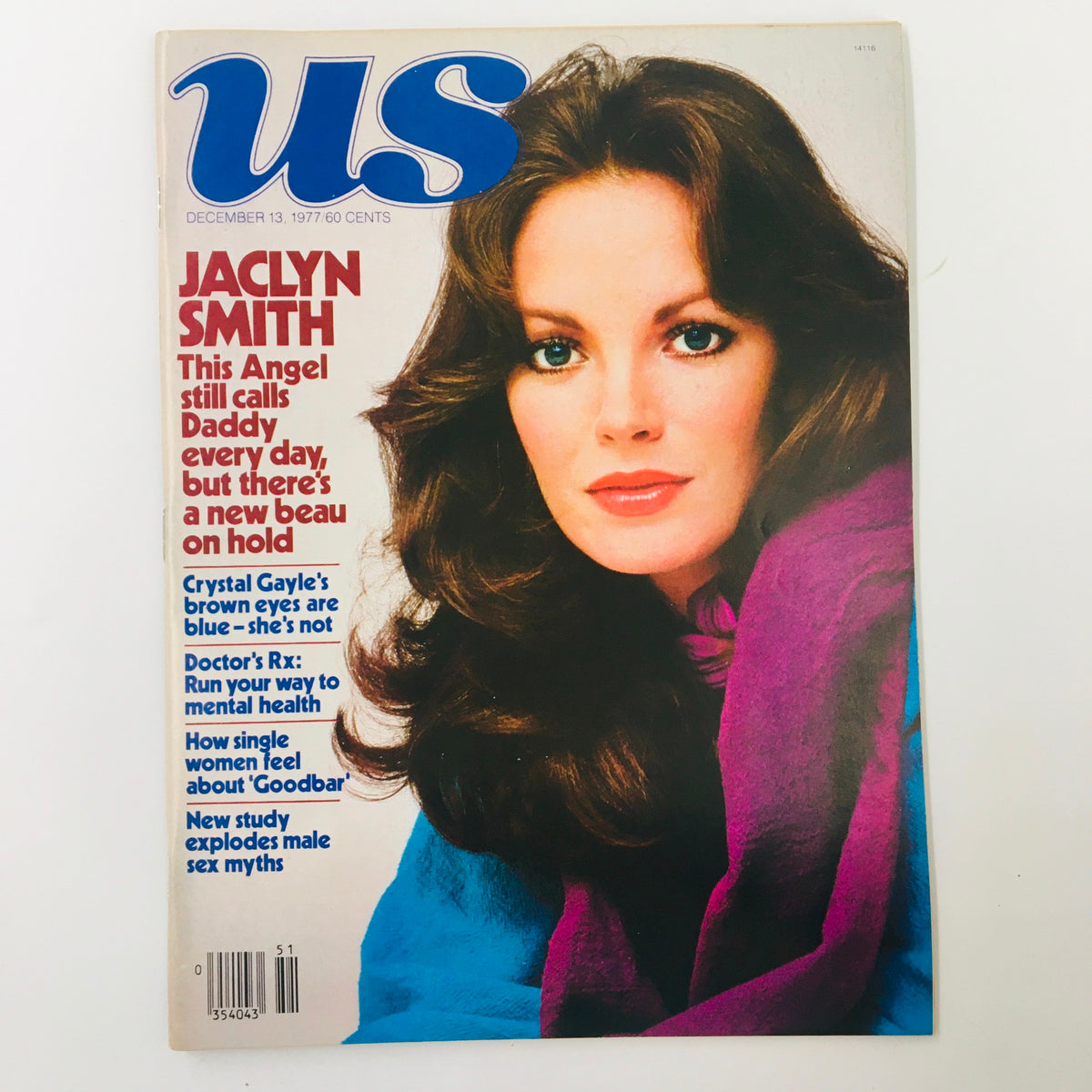Vintage US Magazine cover from December 13, 1977 featuring actress Jaclyn Smith, showcasing captivating content and trends from the era. The front cover highlights articles related to Jaclyn Smith and Crystal Gale, making it a collectible item for fans of vintage Hollywood and 1970s pop culture.