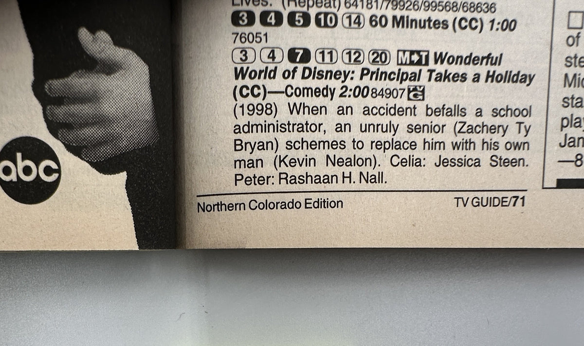 Excerpt from TV Guide Magazine January 3, 1998 featuring programming details from the episode 'World of Disney' as part of the publication's listings.