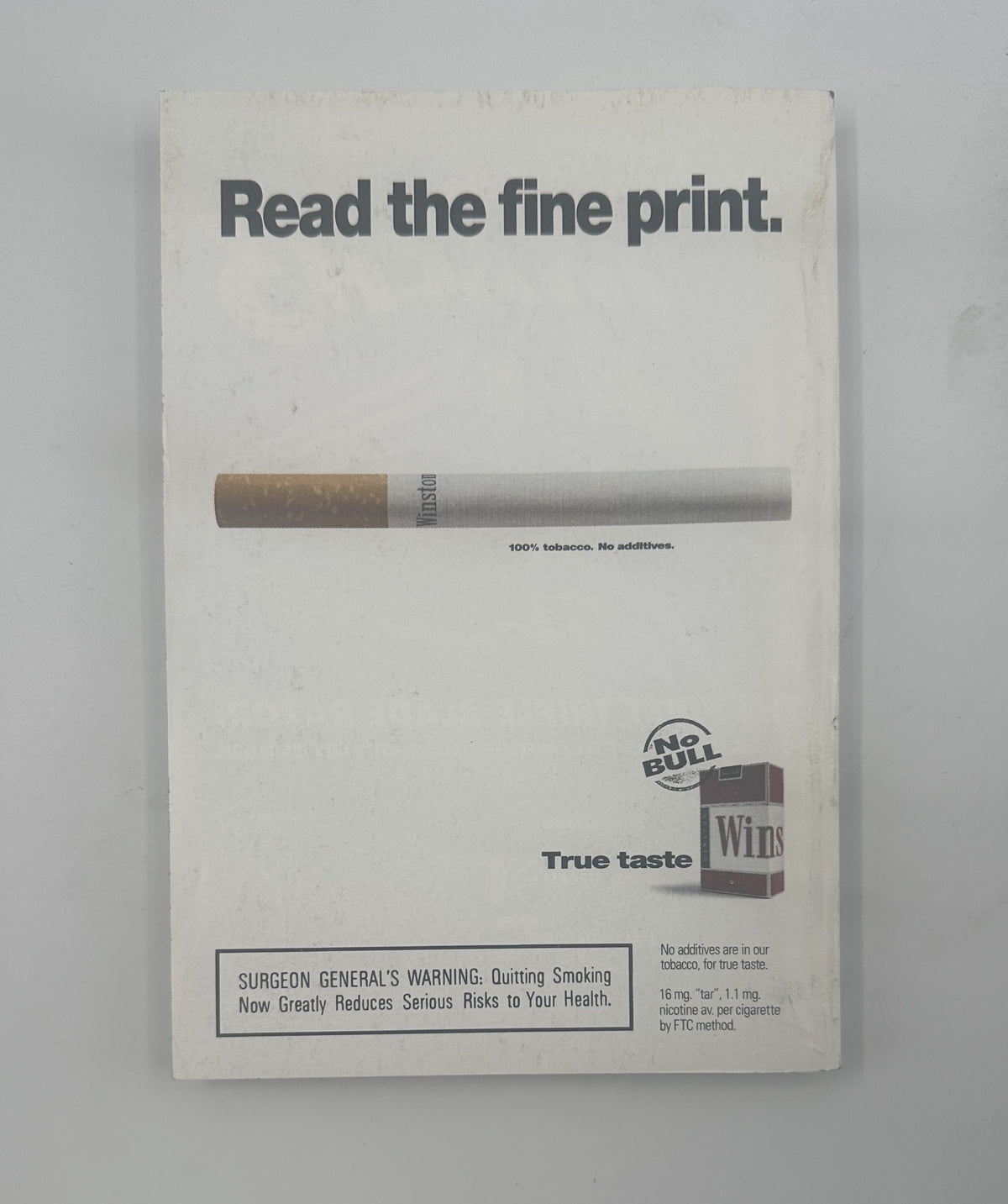 Back cover of TV Guide Magazine January 30, 1999 displaying an advertisement related to smoking, highlighting the Surgeon General's warning on health risks.