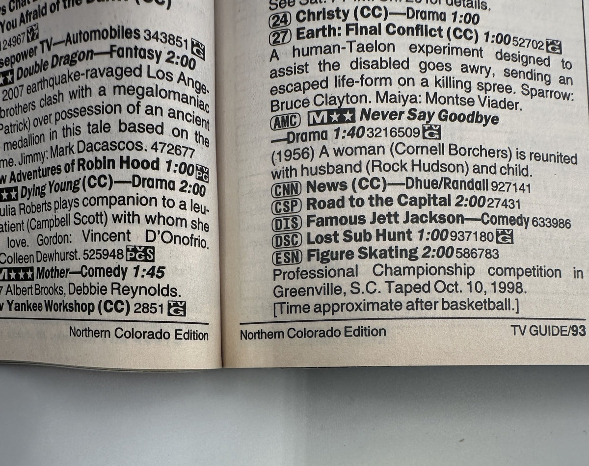 Detailed TV program listings from TV Guide Magazine January 30, 1999 including various TV shows scheduled that week.