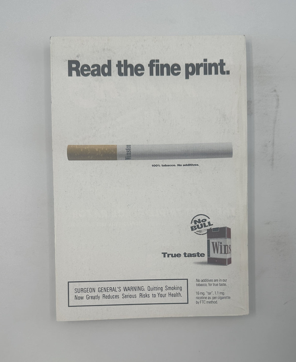 Back cover of TV Guide Magazine January 30, 1999 displaying a cigarette advertisement with a health warning.