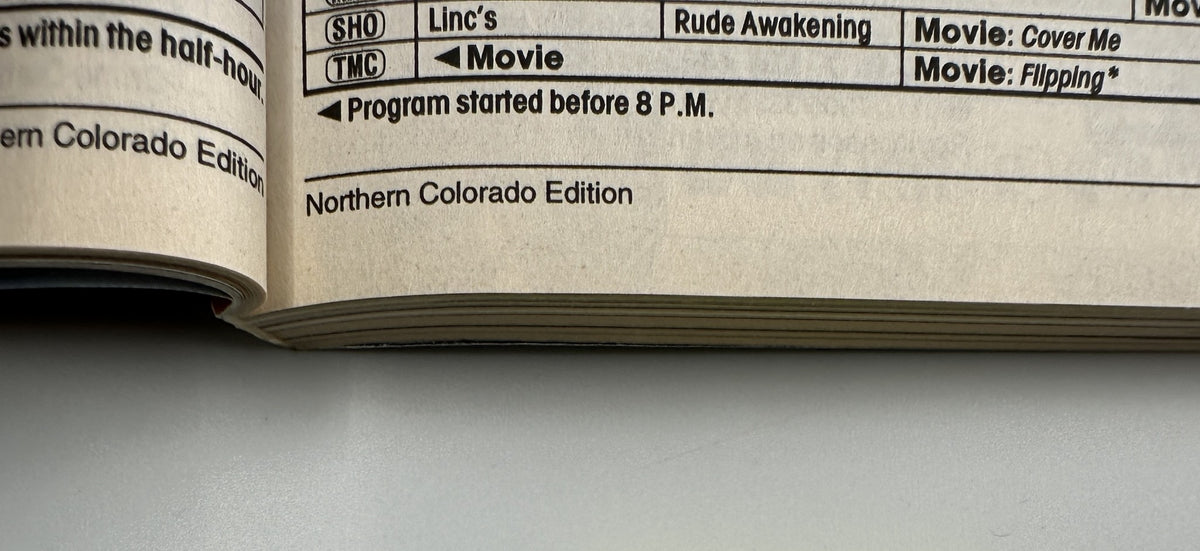 Close-up detail of TV Guide Magazine January 30, 1999, highlighting the Northern Colorado Edition and program listings.
