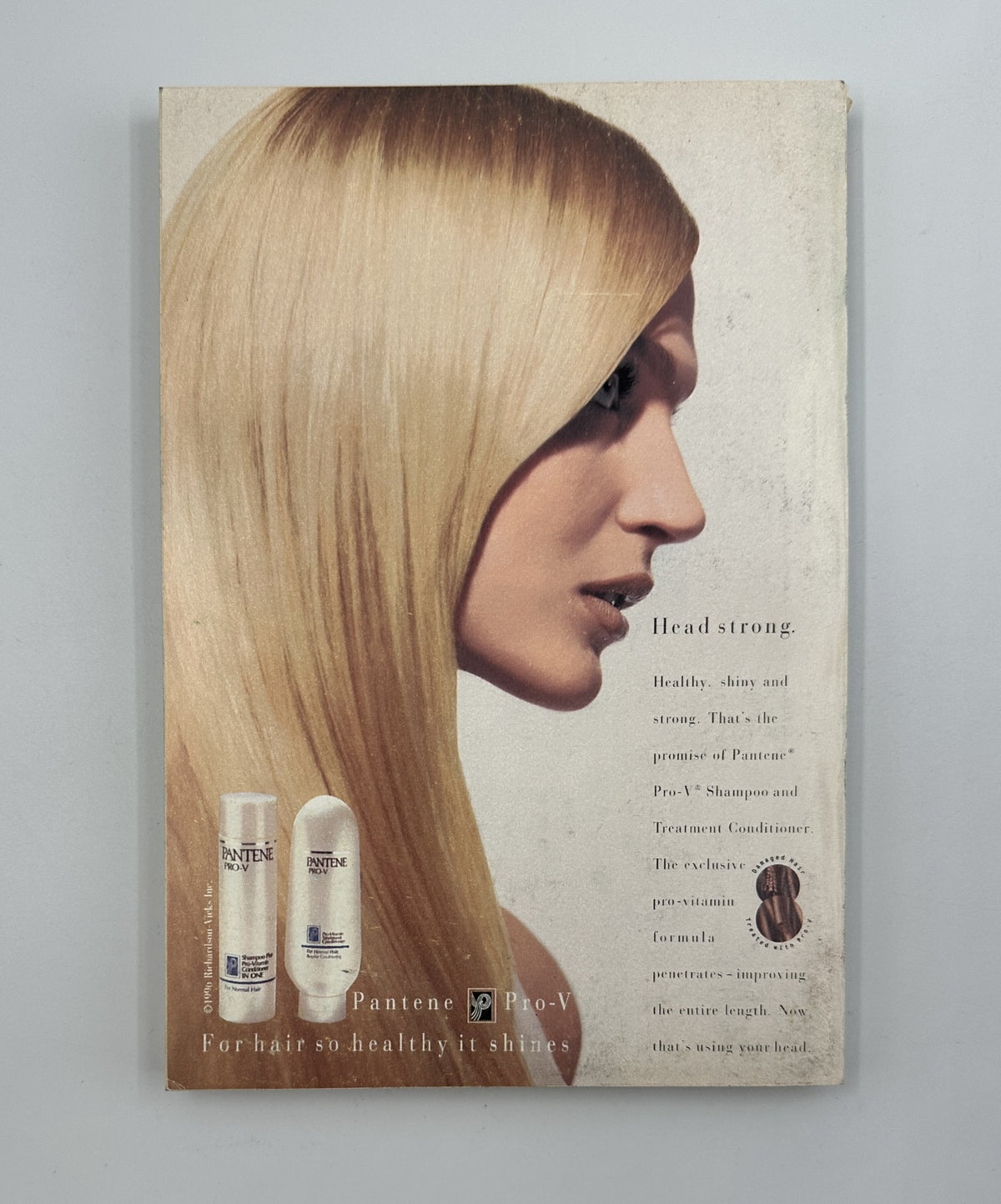 Magazine cover featuring a profile of a woman with long, shiny hair, promoting Pantene Pro-V products. The headline reads 'Head Strong' along with images of Pantene shampoo and conditioner. The magazine is titled 'TV Guide Magazine August 24, 1996 Star Trek Turns 30 Avery Brooks CO Ed. VG'.