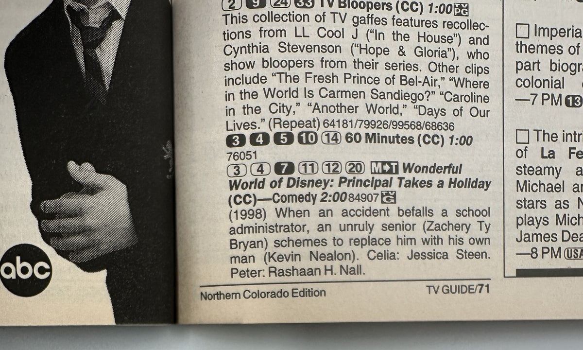 TV Guide Magazine January 3, 1998, listing of TV shows and episodes including Wonderful World of Disney, showcasing entertainment highlights of the time.