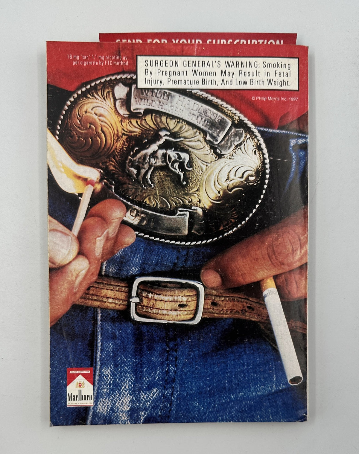 Cover of TV Guide Magazine July 5, 1997 featuring Summer Sci-Fi Special on Babylon 5, illustrating a vintage Marlboro advertisement with a close-up of a cowboy belt buckle and cigarettes.