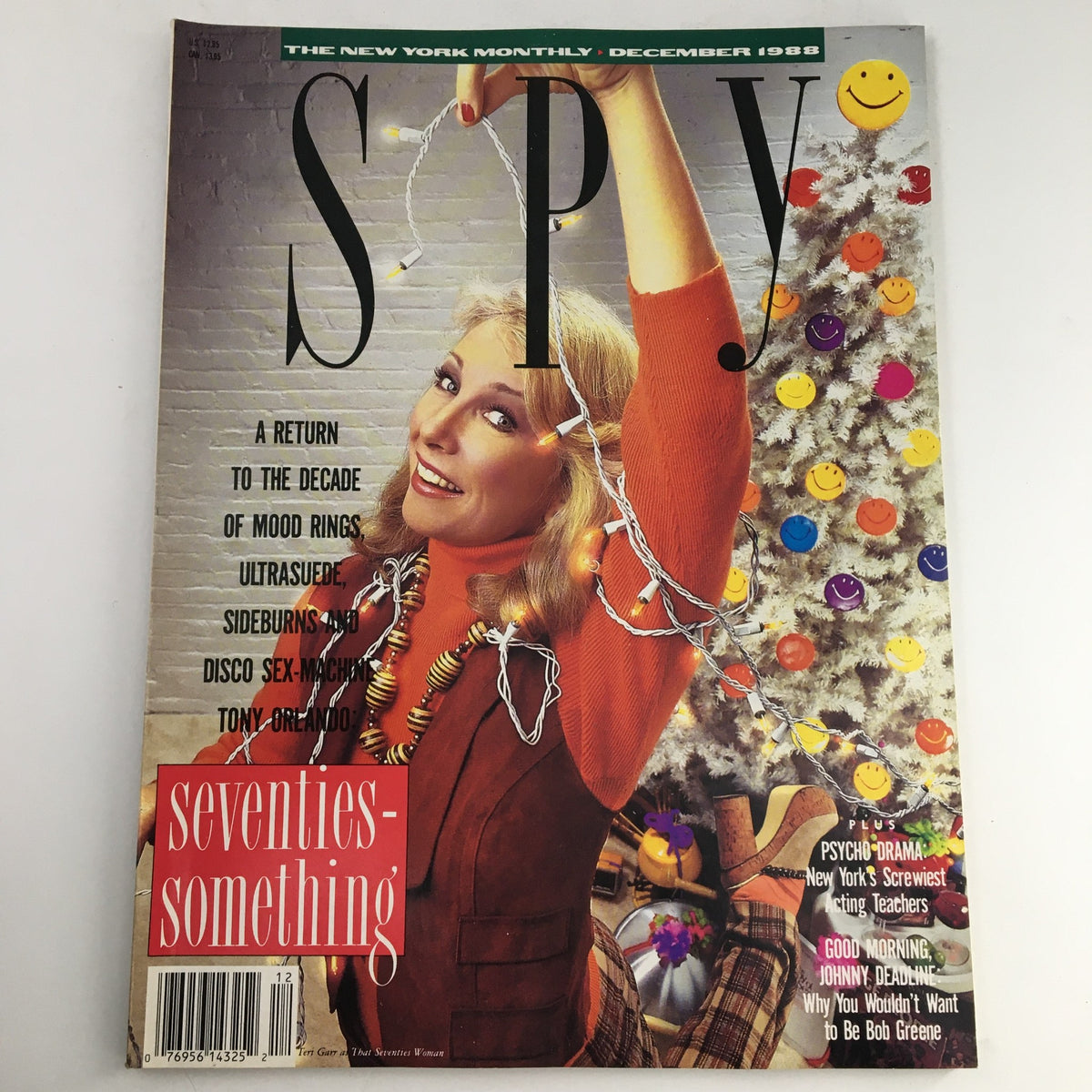 Cover of Spy Magazine, December 1988, featuring Teri Garr, Tony Orlando, Bob Greene, and Johnny, in very good (VG) condition