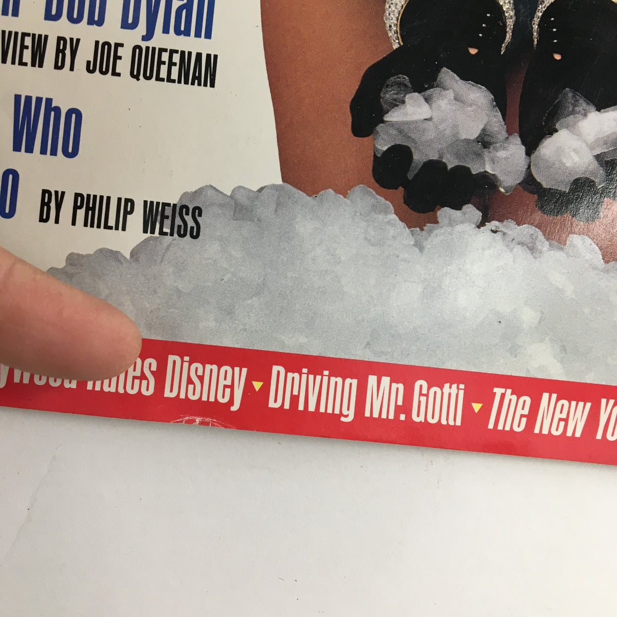 Close-up of Spy Magazine August 1991 cover showing promotional text for Driving Mr. Gotti, reflecting the magazine's blend of entertainment and commentary.