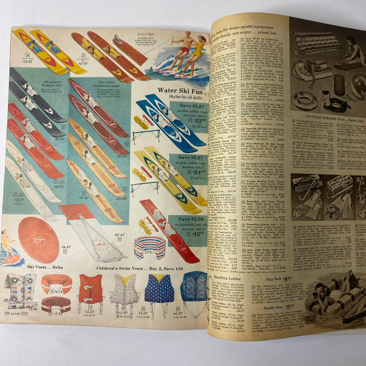 1960 Sears Summer Sale Catalog presenting water ski equipment and outdoor recreational items with pricing information.