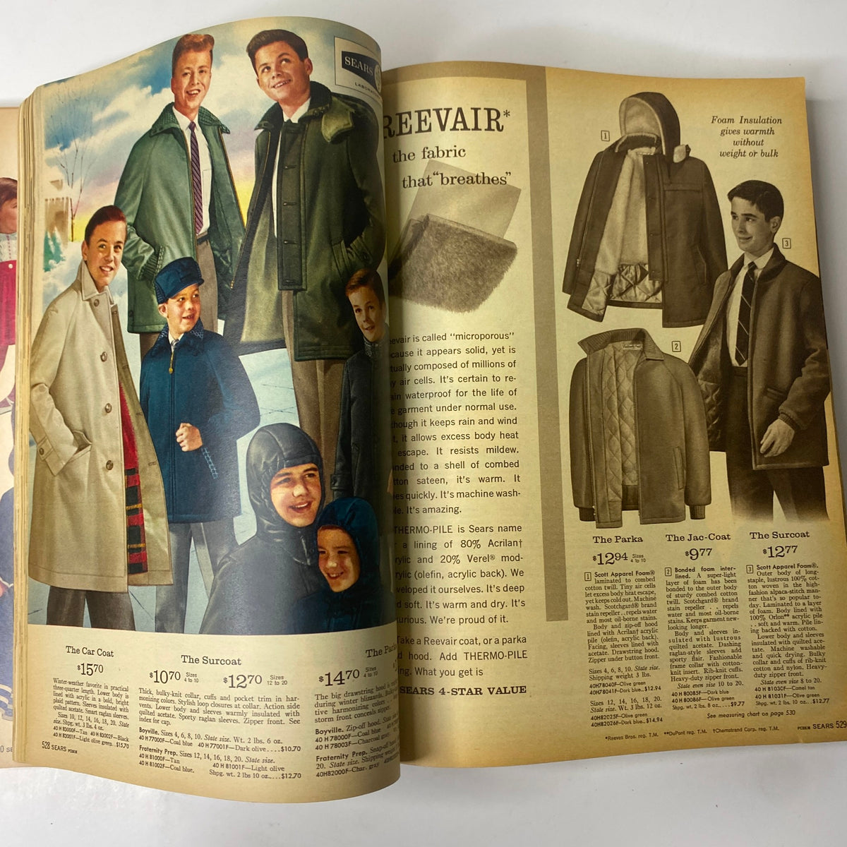1962 Sears Fall and Winter Catalog featuring fashionable winter coats for men and boys, emphasizing stylish outerwear designs of the early 1960s.