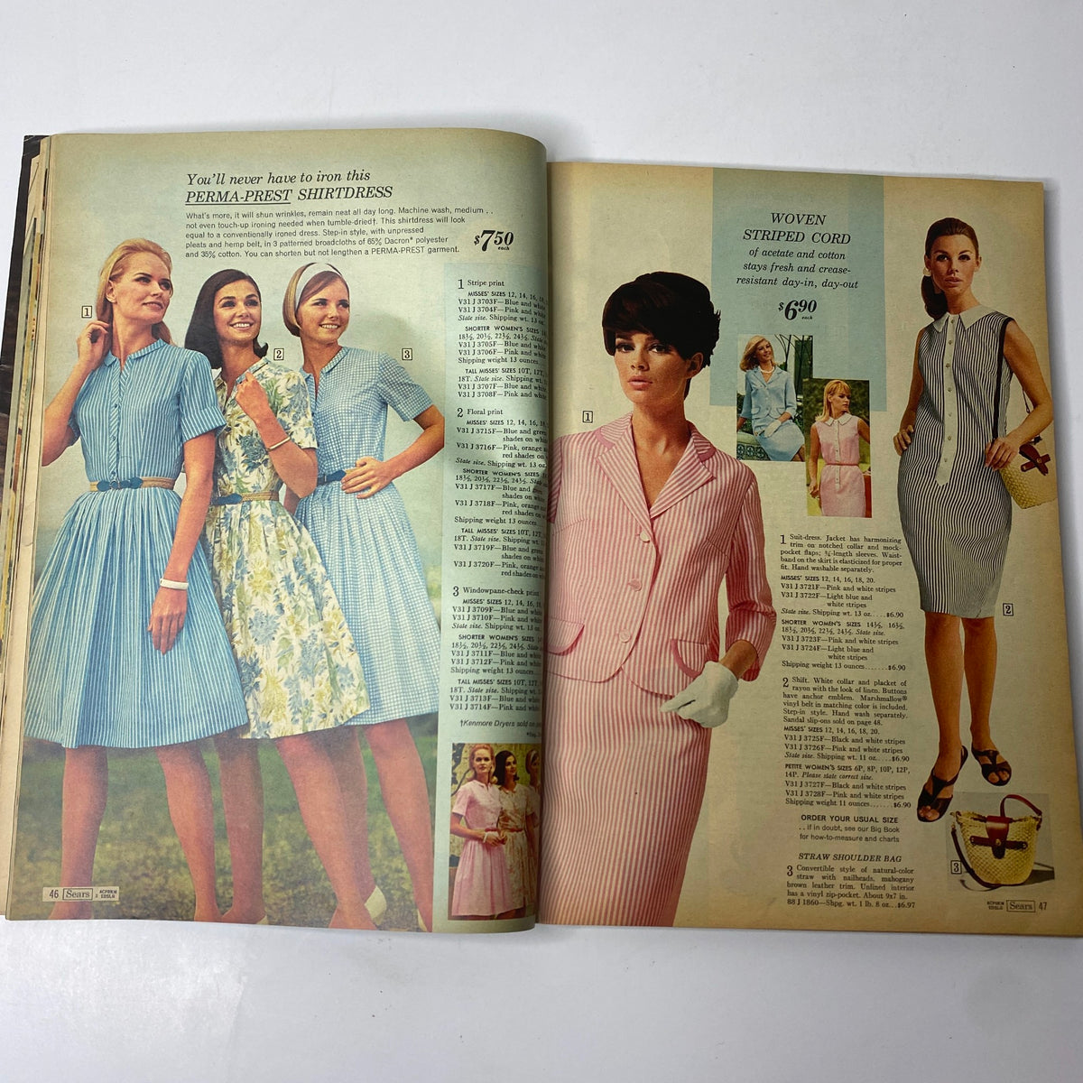 1967 Sears Summer Catalog Way highlighting perma-press shirtdresses and separates worn by stylish women, representing classic 1960s fashion.