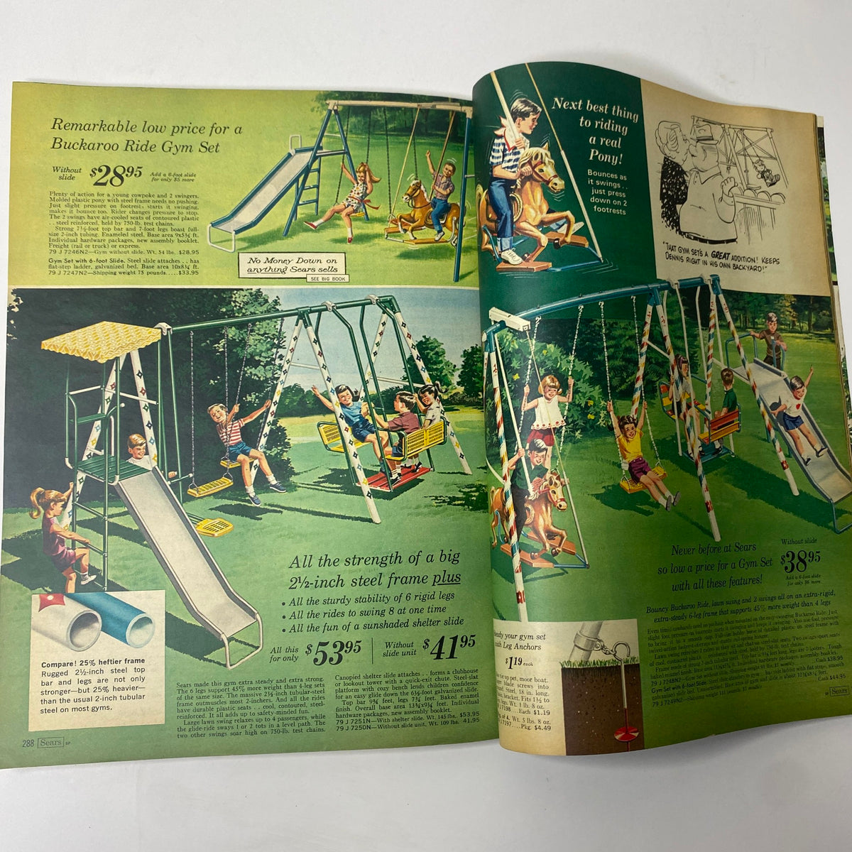 1967 Sears Summer Catalog Way illustrating children's outdoor playsets, including a gym set and swings, promoting summer fun activities for kids.